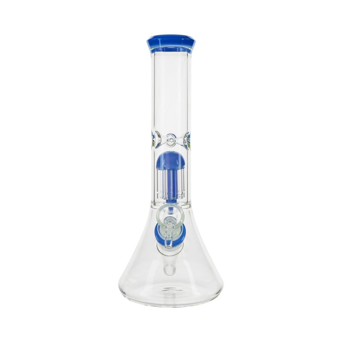 11" Color Trim Beaker Waterpipe w/ 6-Arm Tree Percolator - Blue - High Life Goods