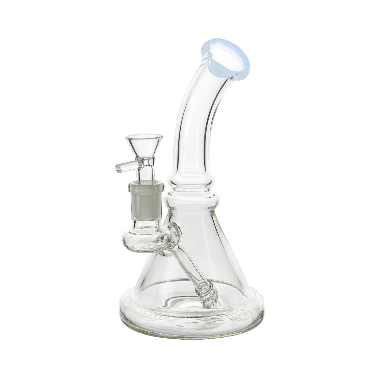 7" Color Trim Beaker Waterpipe w/ Built-In Downstem - Assorted Colors - High Life Goods