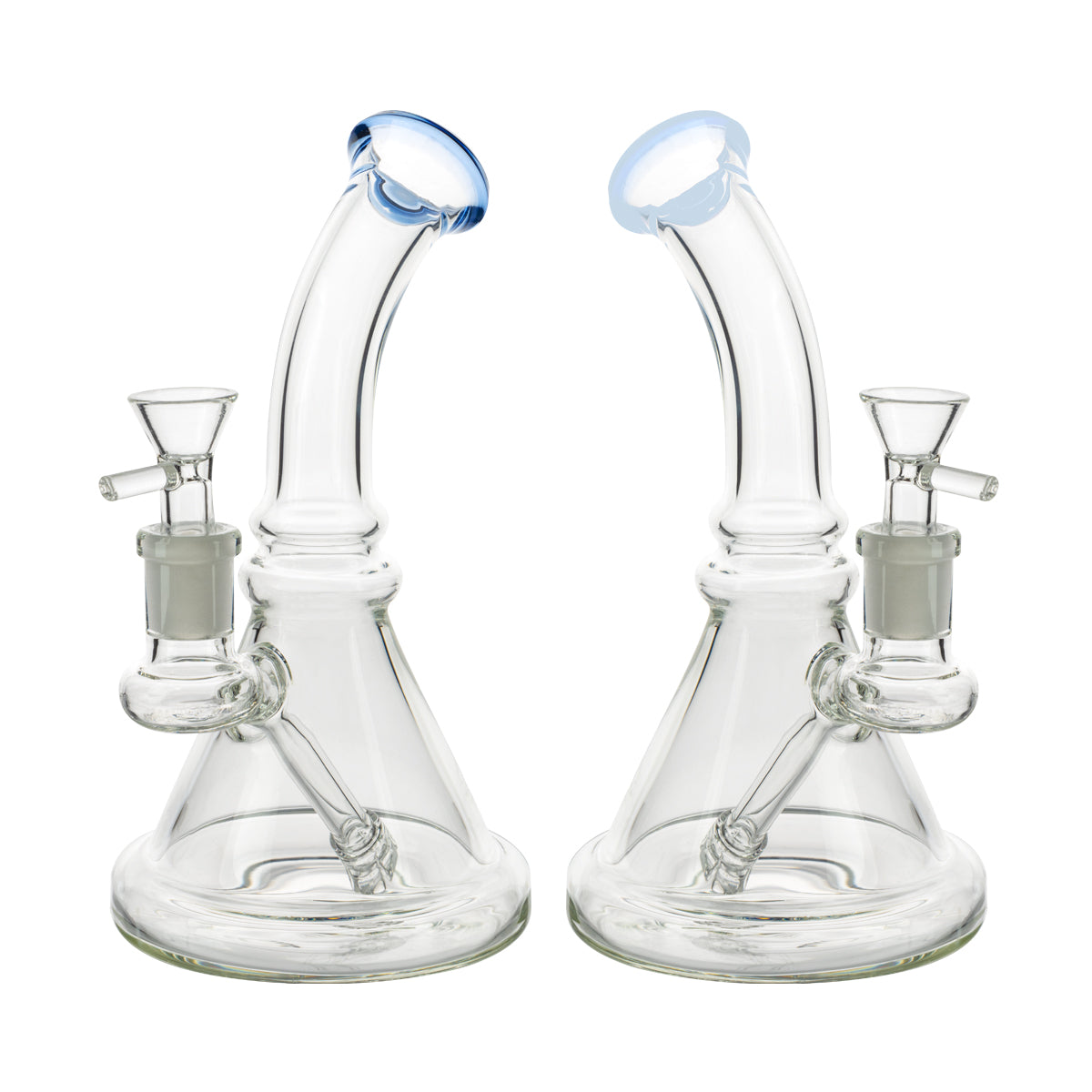 7" Color Trim Beaker Waterpipe w/ Built-In Downstem - Assorted Colors - High Life Goods