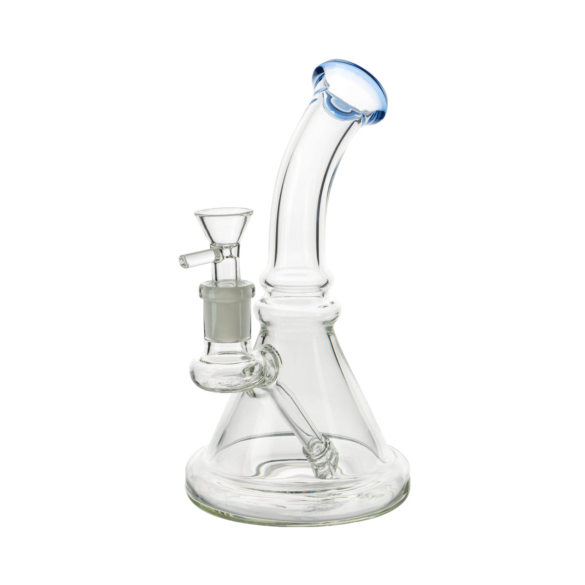 7" Color Trim Beaker Waterpipe w/ Built-In Downstem - Assorted Colors - High Life Goods