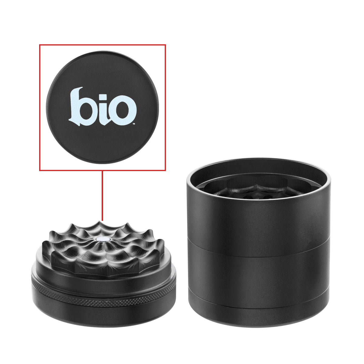 BIO 5 Piece Webbed Toothless Aluminum Grinder - 2.5" 63mm