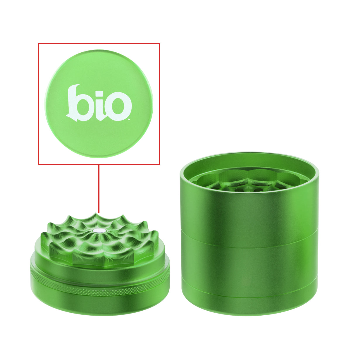 BIO 5 Piece Webbed Toothless Aluminum Grinder - 2.5" 63mm