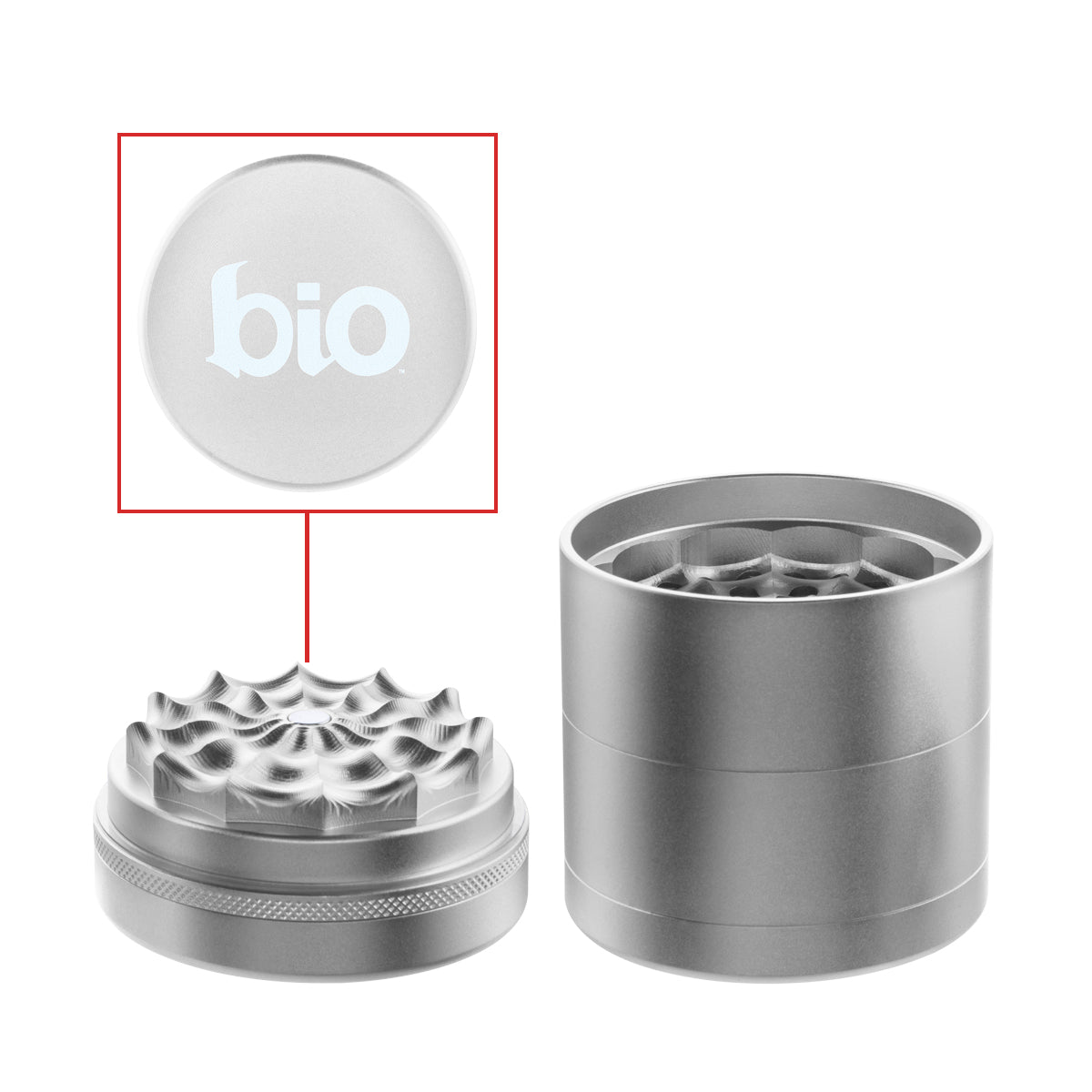 BIO 5 Piece Webbed Toothless Aluminum Grinder - 2.5" 63mm