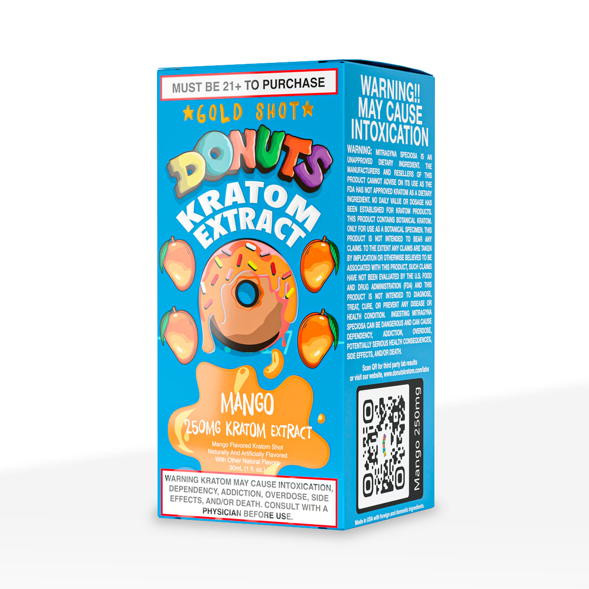 Donuts Kratom Shot - Mango 250mg 12 Count - High Life Goods