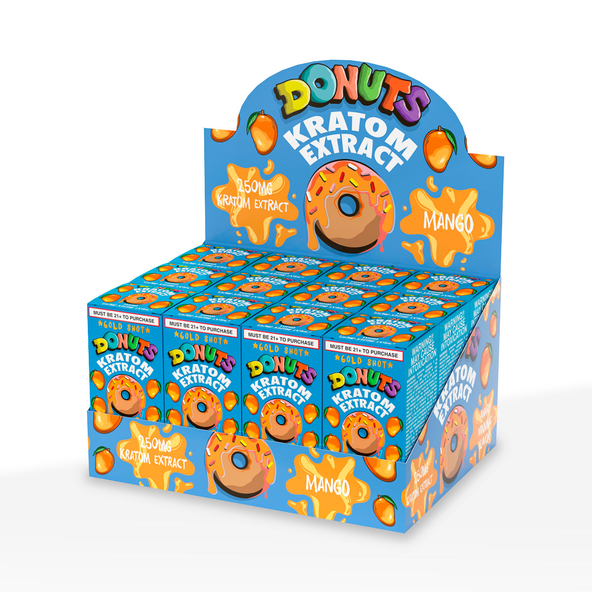 Donuts Kratom Shot - Mango 250mg 12 Count - High Life Goods