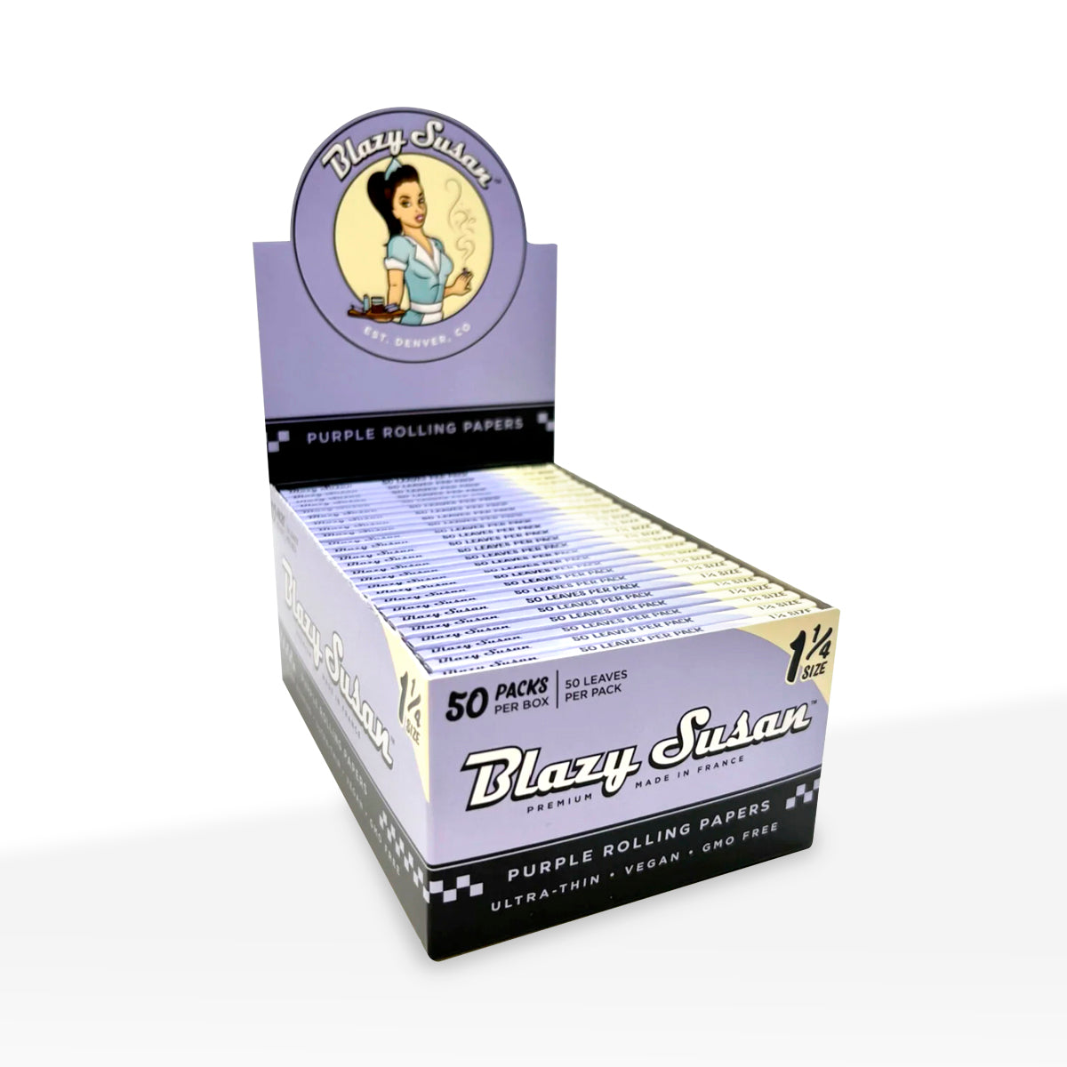 Blazy Susan Purple Rolling Papers 1 1/4" Size - 50 Pack