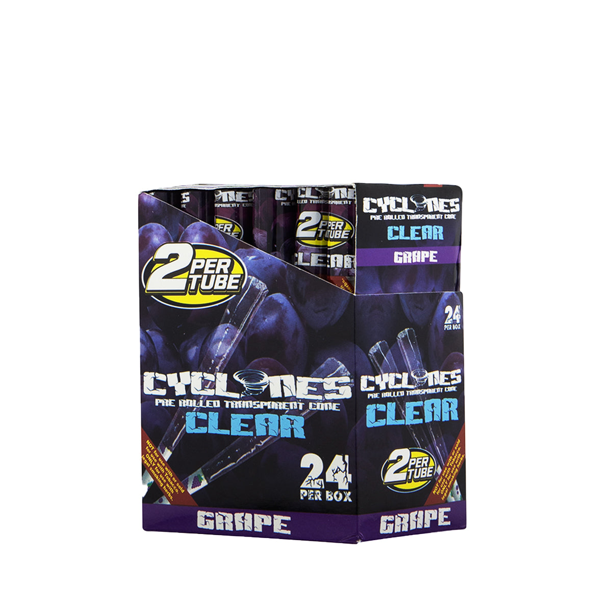 Cyclones 2X Clear Pre-Rolled 1¼ Size Cones - 24 Count Various Flavors