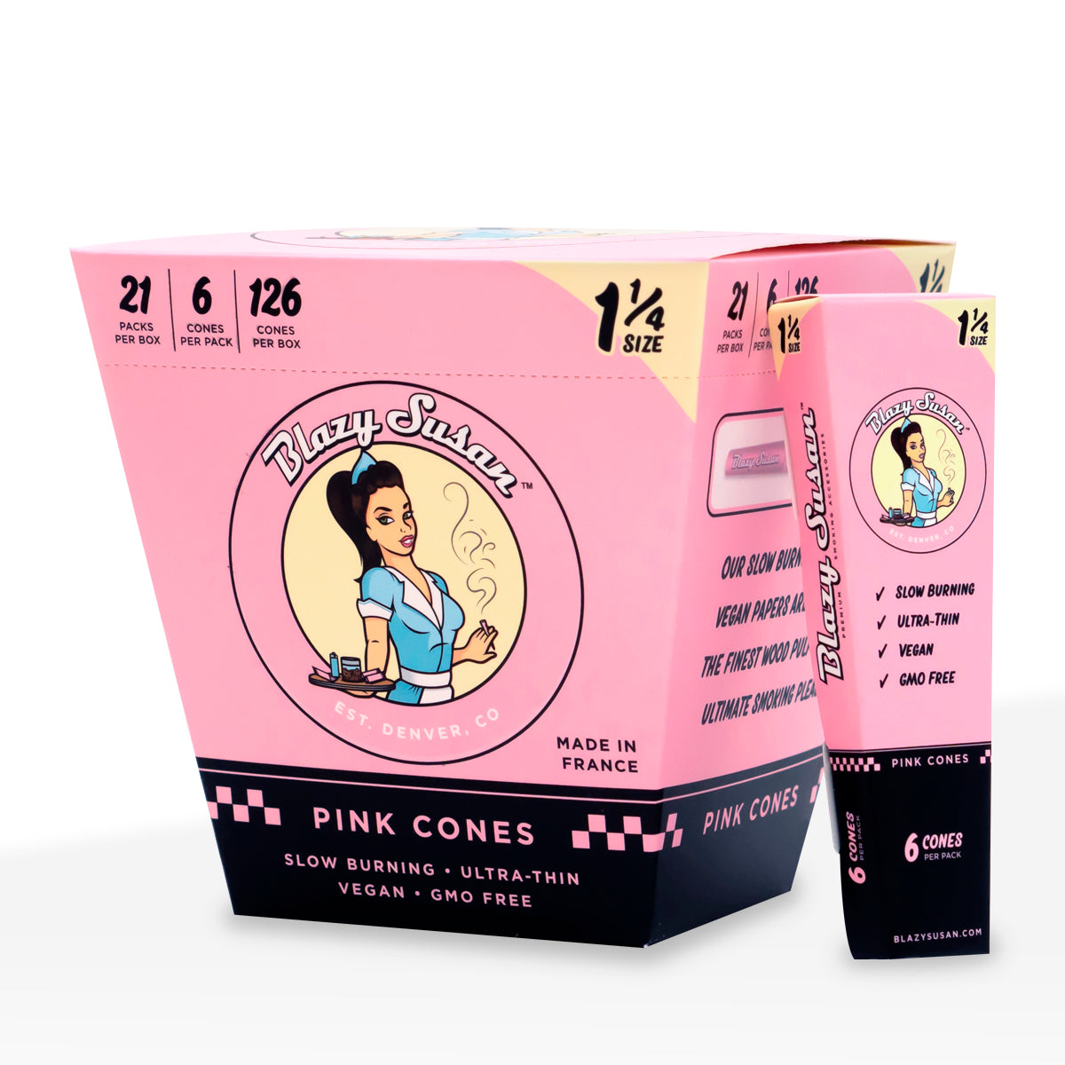 Blazy Susan Pink Pre-Rolled Cones 1 1/4 - 21 Pack