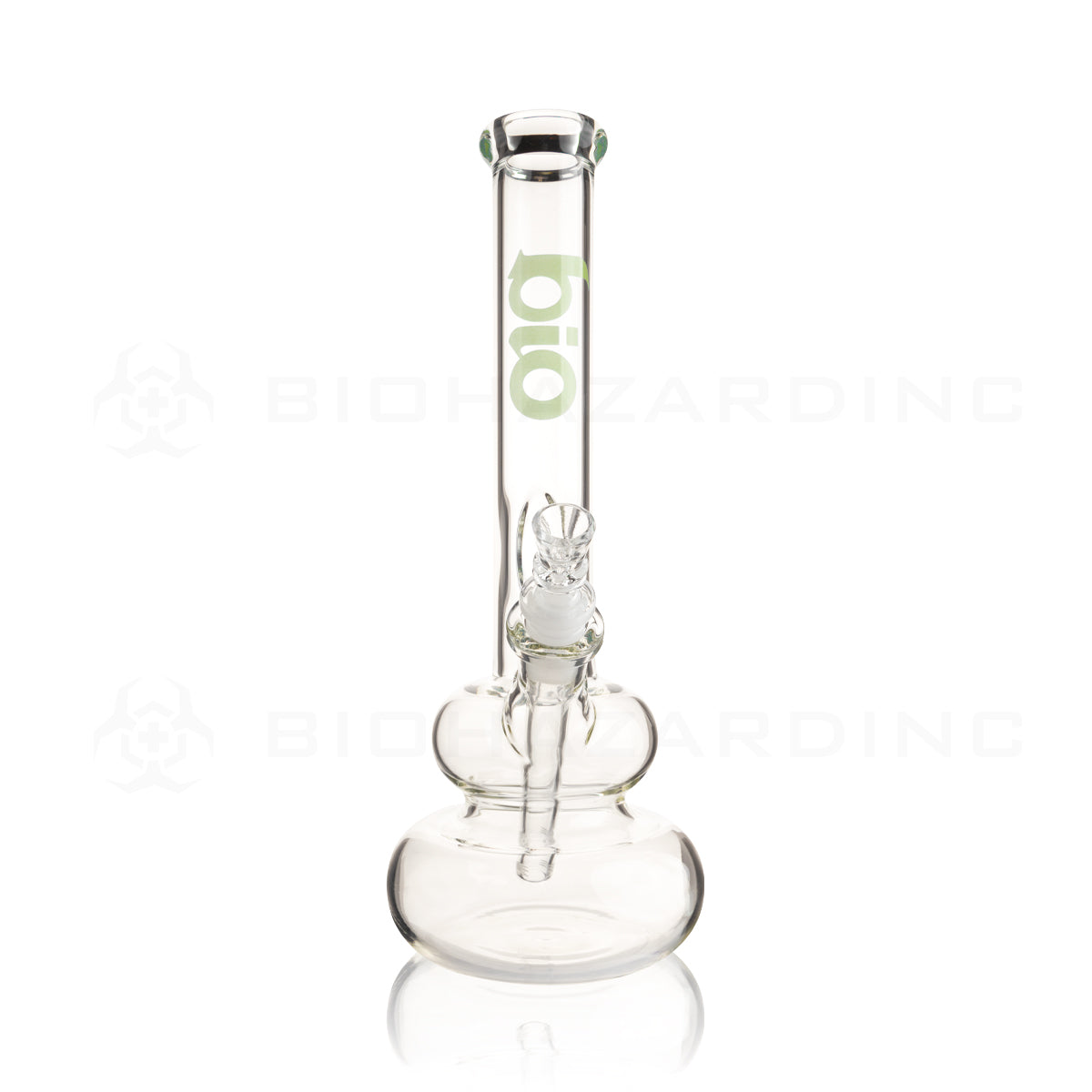 BIO Glass | 12" Classic Double Bubble Water Pipe | 38mm x 4mm - Green Logo