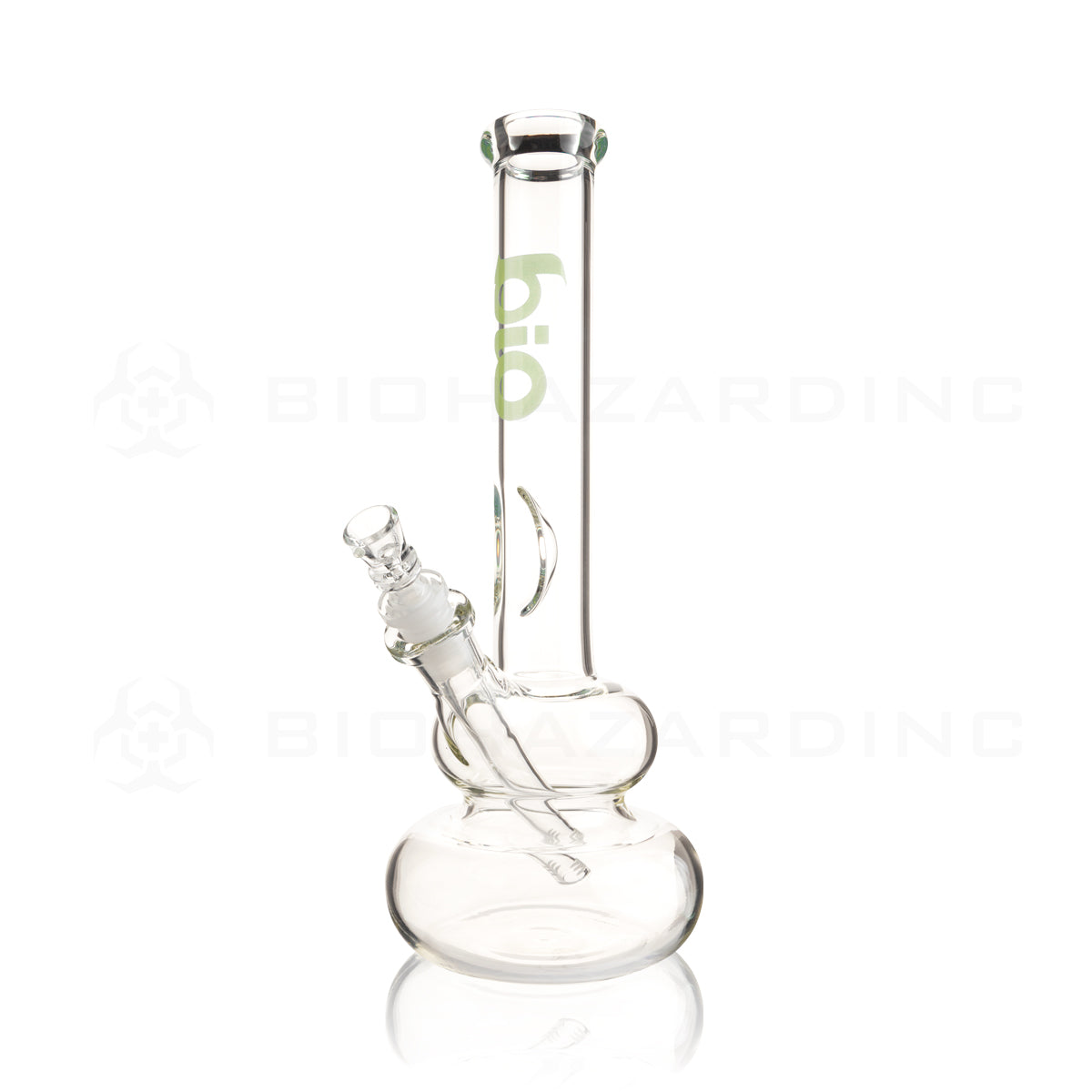 BIO Glass | 12" Classic Double Bubble Water Pipe | 38mm x 4mm - Green Logo