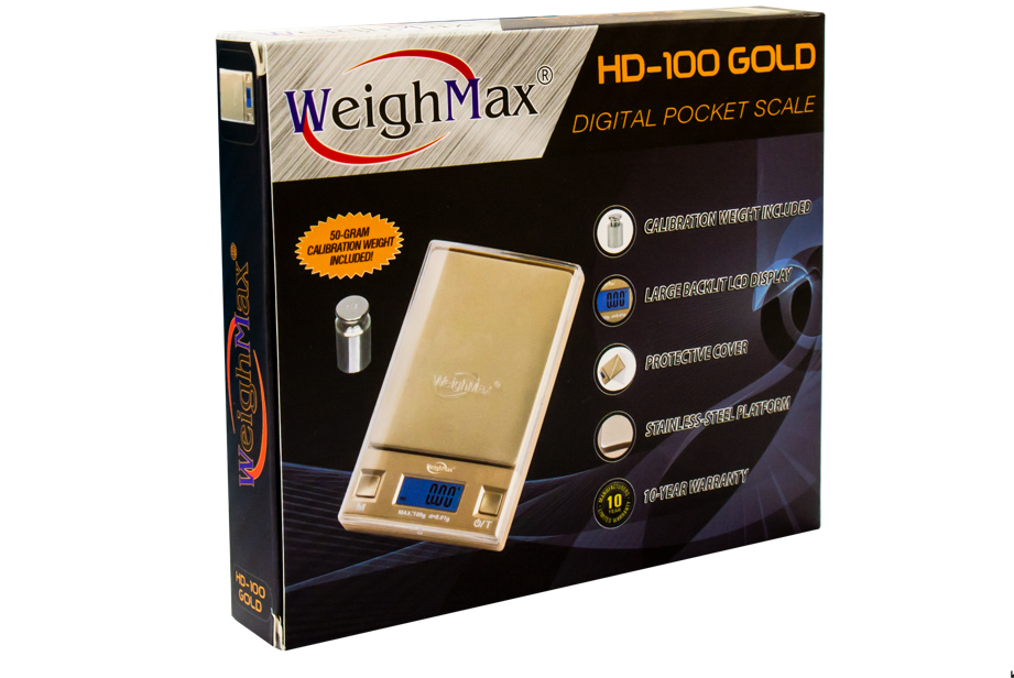 WeighMax | HD-100 Digital Scale | 100g Capacity - 0.01g Readability - Gold