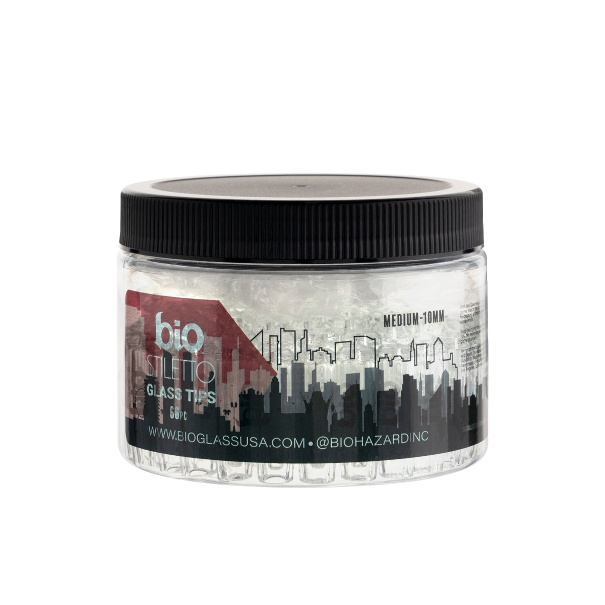 BIO Glass USA Glass Tips - 10mm Stiletto - 66 Count