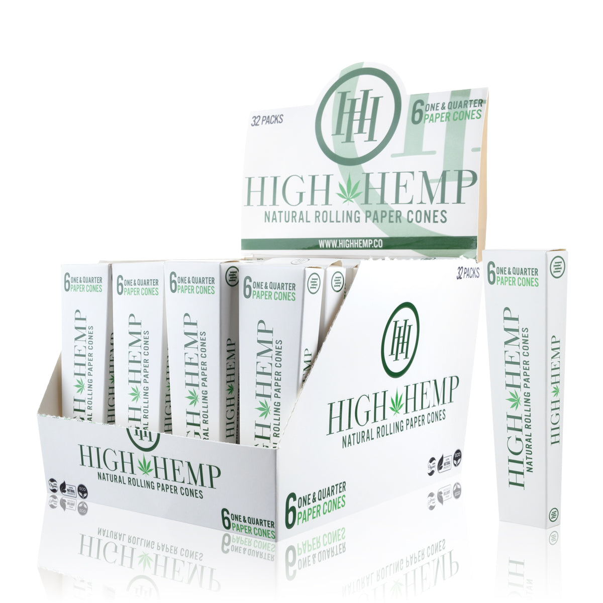 High Hemp 1 and 1/4 Cones - 32 Pack Box