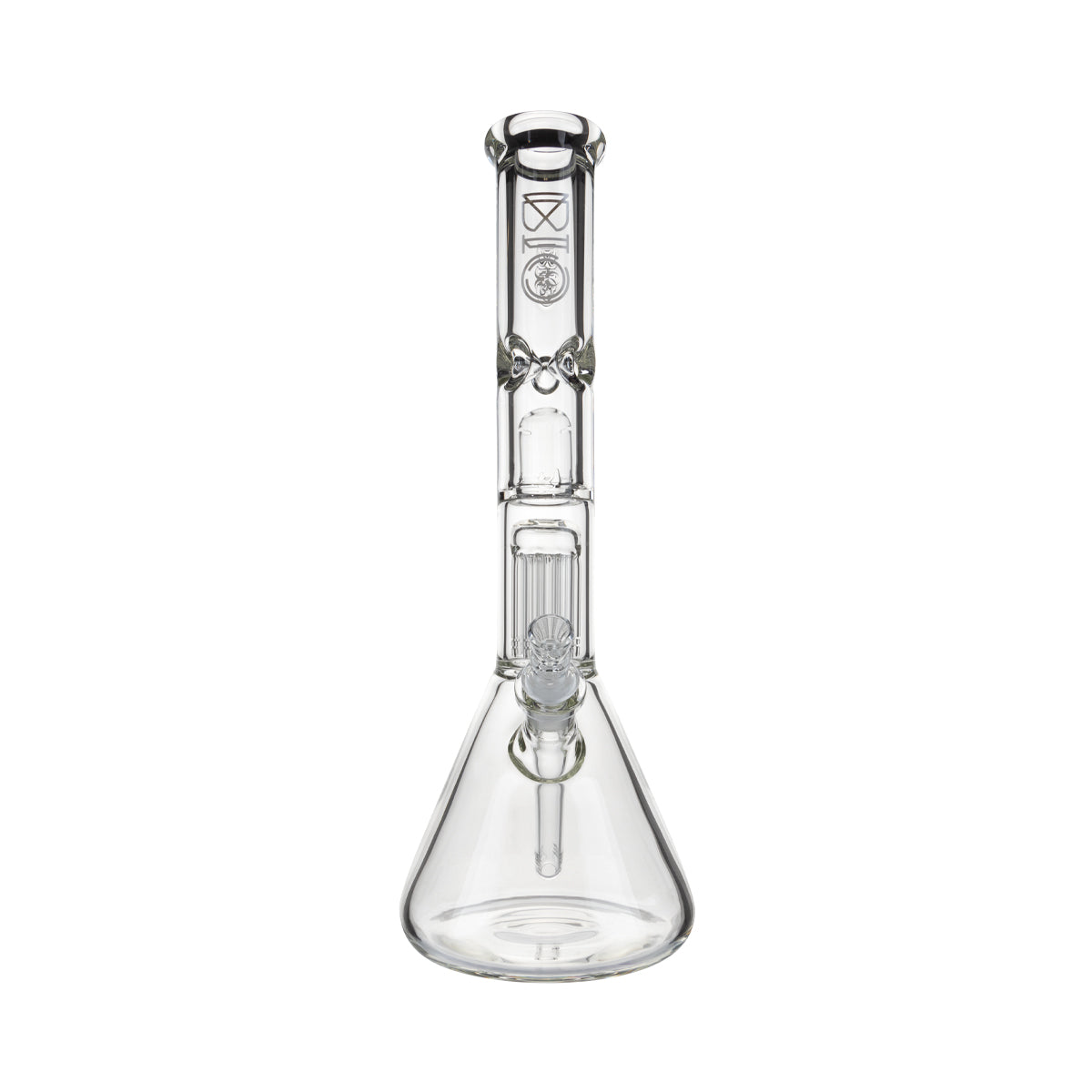 BIO Glass | 16" Single Chamber 10-Arm Tree + Splash Guard Heavy Beaker | 50mm x 9mm - White