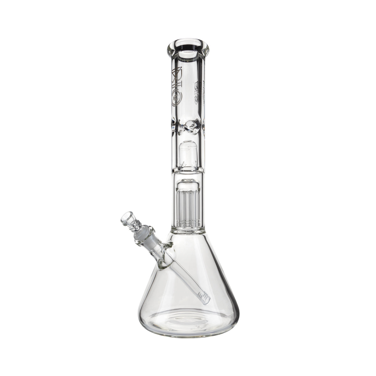 BIO Glass | 16" Single Chamber 10-Arm Tree + Splash Guard Heavy Beaker | 50mm x 9mm - White