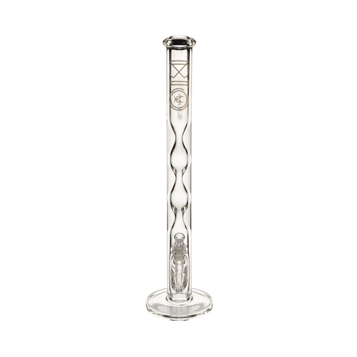 BIO Glass | 21.5" Double Hourglass Straight Waterpipe | 50mm x 9mm 19mm Female - Gold