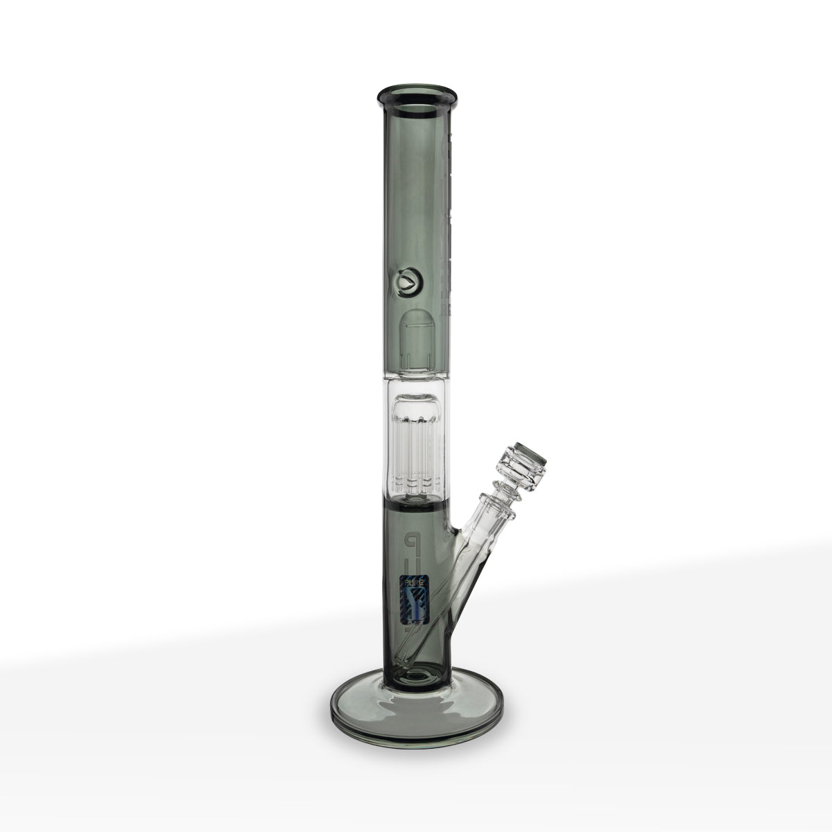 PURE Glass 10-Arm Tree Percolator 18" Straight Water Pipe - Smoke Black - High Life Goods