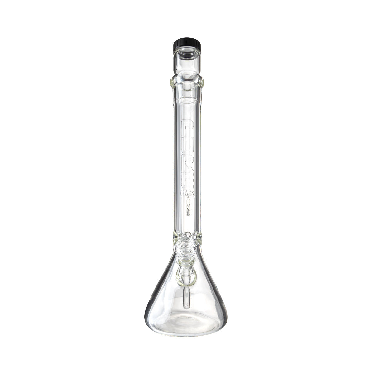 PURE Glass | 18" Duplex Heavy Glass Beaker Water Pipe | 50mm X 9mm + Stackable Nug Jar