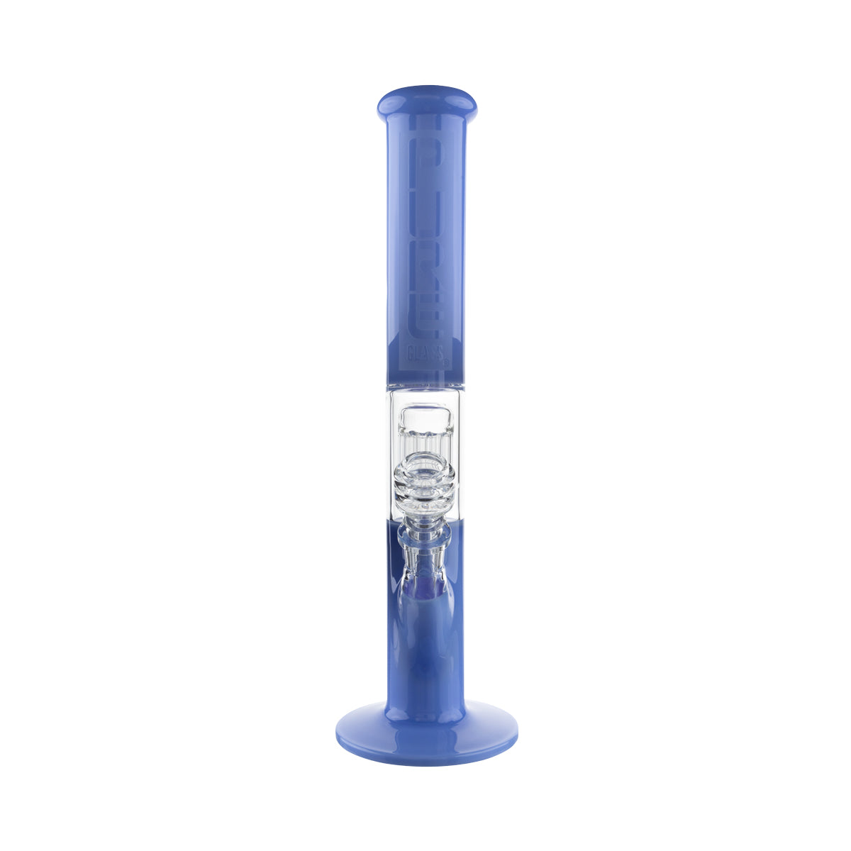 PURE Glass | 16" Single Chamber 10-Arm Tree Percolator + Splash Guard Straight Waterpipe | 50mm x 5mm - Periwinkle