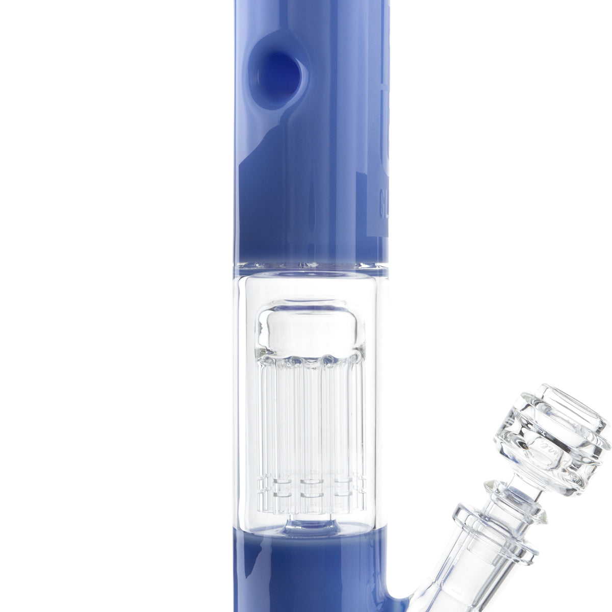 PURE Glass | 16" Single Chamber 10-Arm Tree Percolator + Splash Guard Straight Waterpipe | 50mm x 5mm - Periwinkle