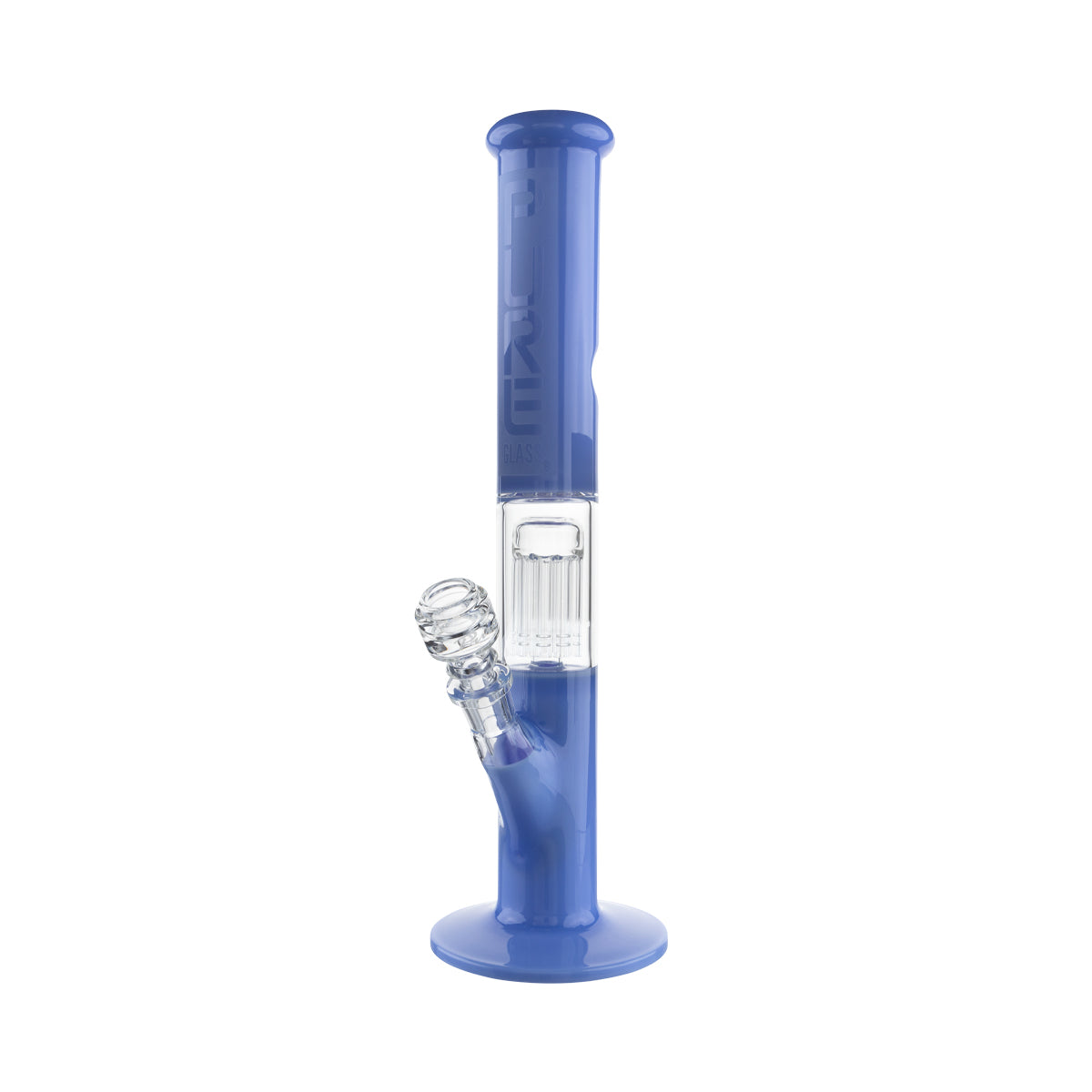 PURE Glass | 16" Single Chamber 10-Arm Tree Percolator + Splash Guard Straight Waterpipe | 50mm x 5mm - Periwinkle