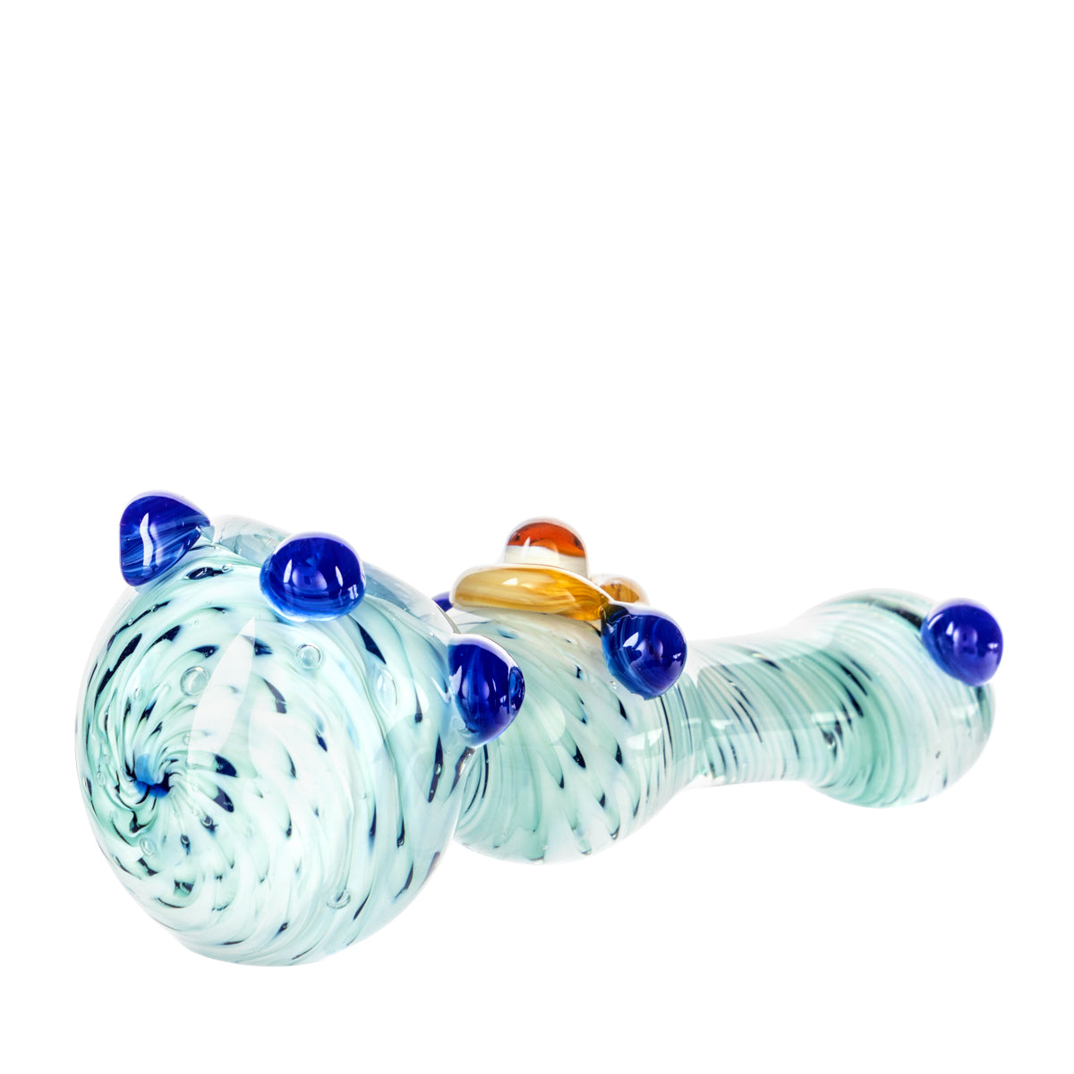 4" Heavy Color Swirl Hand Pipe w/ Marbles - Assorted Colors - High Life Goods - Light Blue