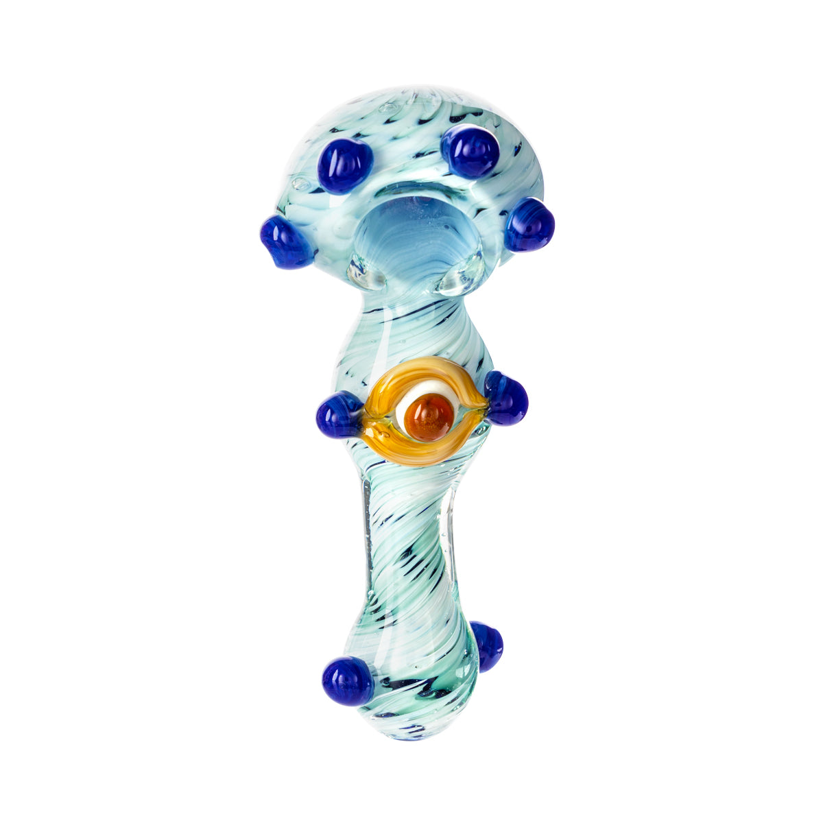 4" Heavy Color Swirl Hand Pipe w/ Marbles - Assorted Colors - High Life Goods - Light Blue