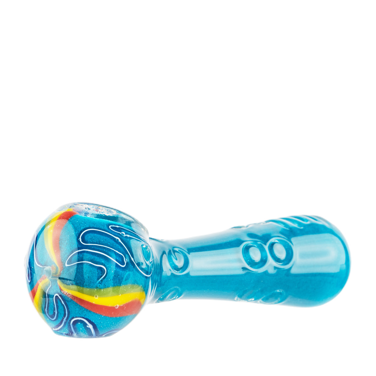 4" Glass Marble Spoon with Rasta Stripes - Assorted Colors - High Life Goods - Cyan Blue