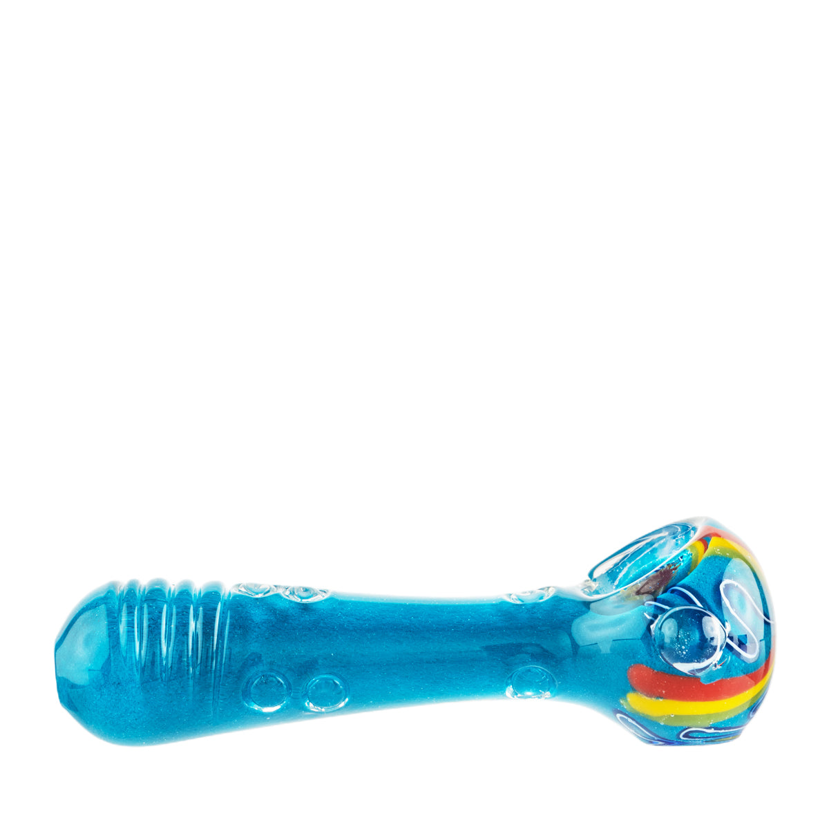 4" Glass Marble Spoon with Rasta Stripes - Assorted Colors - High Life Goods - Cyan Blue