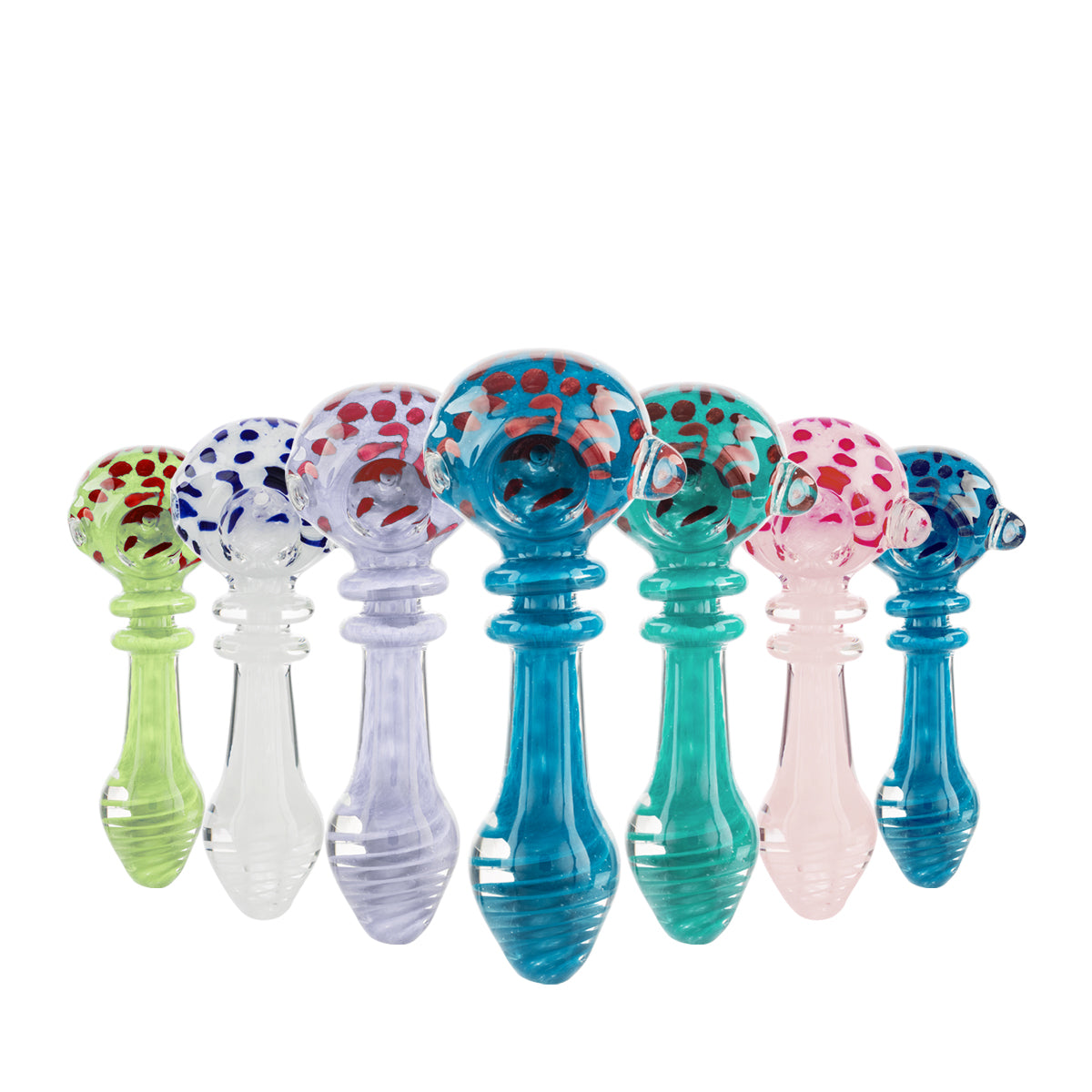 4" Glass Marble Spoon with Rasta Stripes - Assorted Colors - High Life Goods