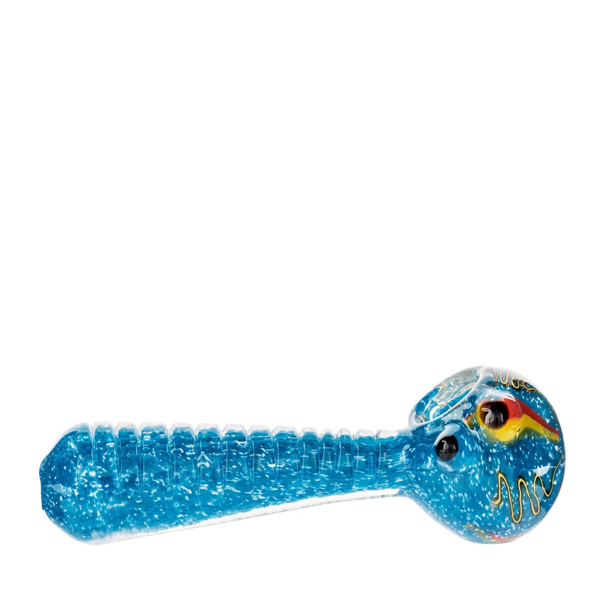 4” Classic Glass Spoon Heavy Frit w/ Dichro Hand Pipe - Assorted Colors - High Life Goods - Cyan Blue
