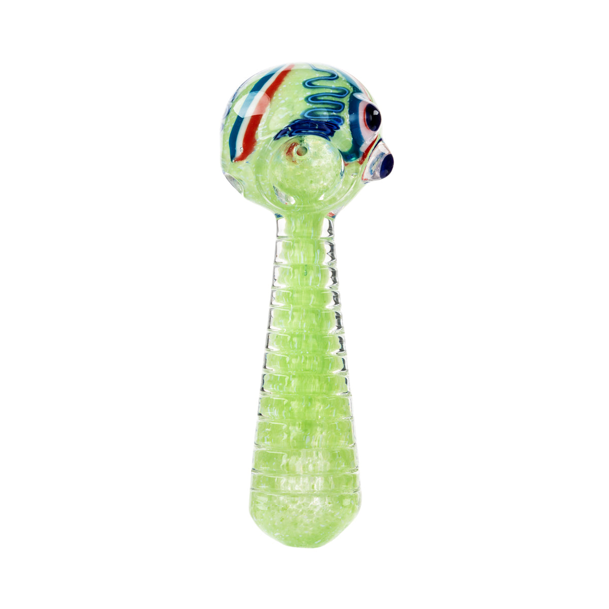 4” Classic Glass Spoon Heavy Frit w/ Dichro Hand Pipe - Assorted Colors - High Life Goods - Mint Lime Green