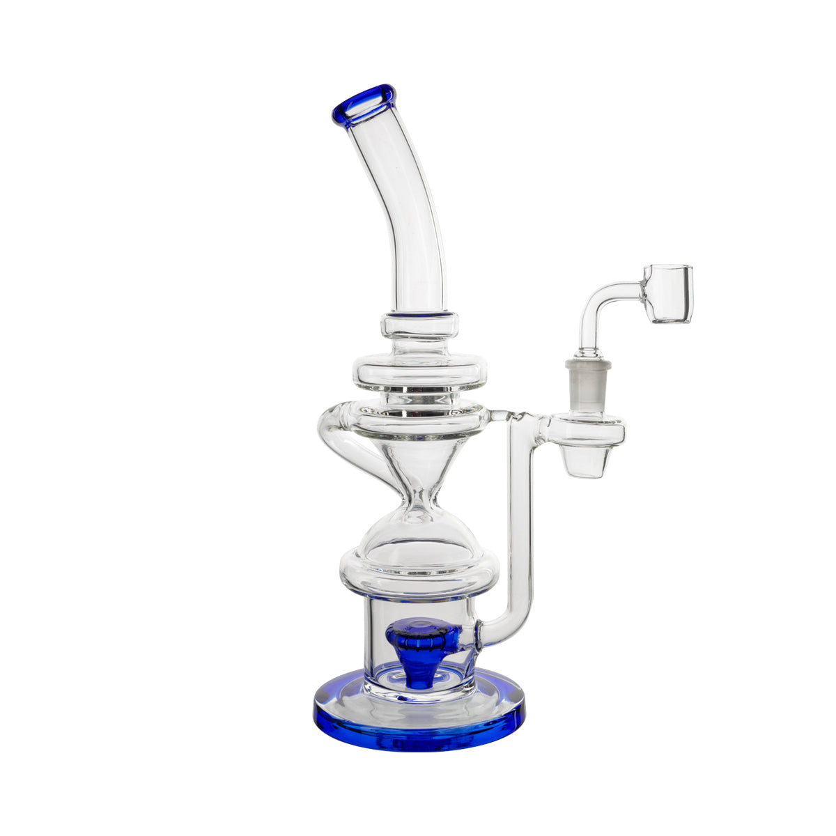 11" Hourglass Dab Rig w/ Showerhead Perc - Various Colors - High Life Goods - Blue