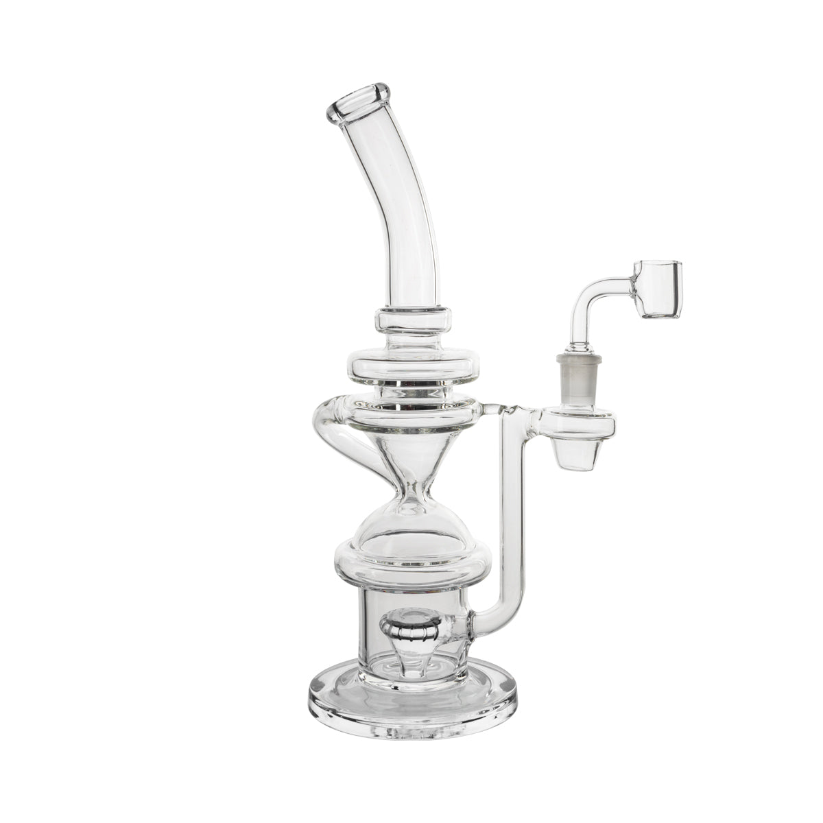 11" Hourglass Dab Rig w/ Showerhead Perc - Various Colors - High Life Goods - Clear
