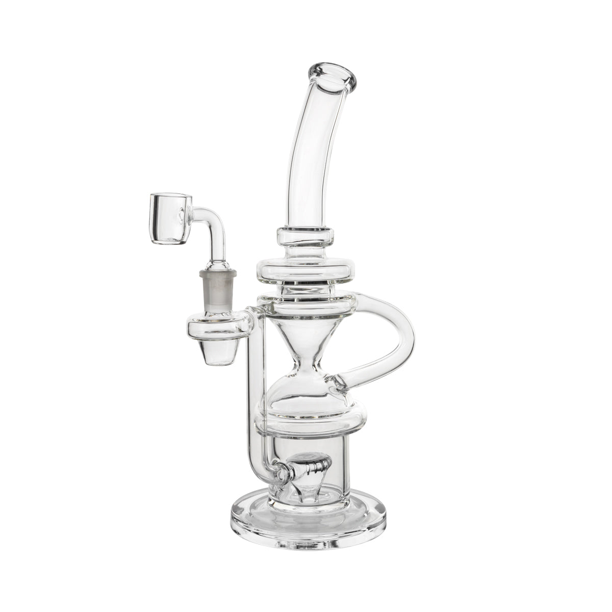11" Hourglass Dab Rig w/ Showerhead Perc - Various Colors - High Life Goods - Clear