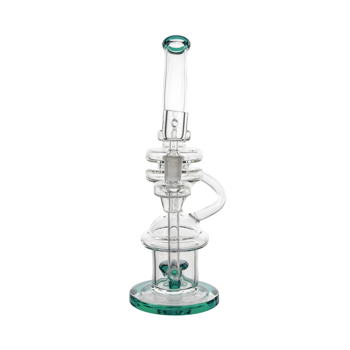 11" Hourglass Dab Rig w/ Showerhead Perc - Various Colors - High Life Goods - Teal