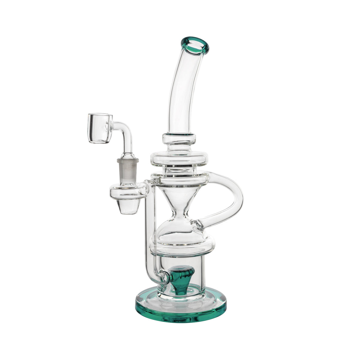 11" Hourglass Dab Rig w/ Showerhead Perc - Various Colors - High Life Goods - Teal