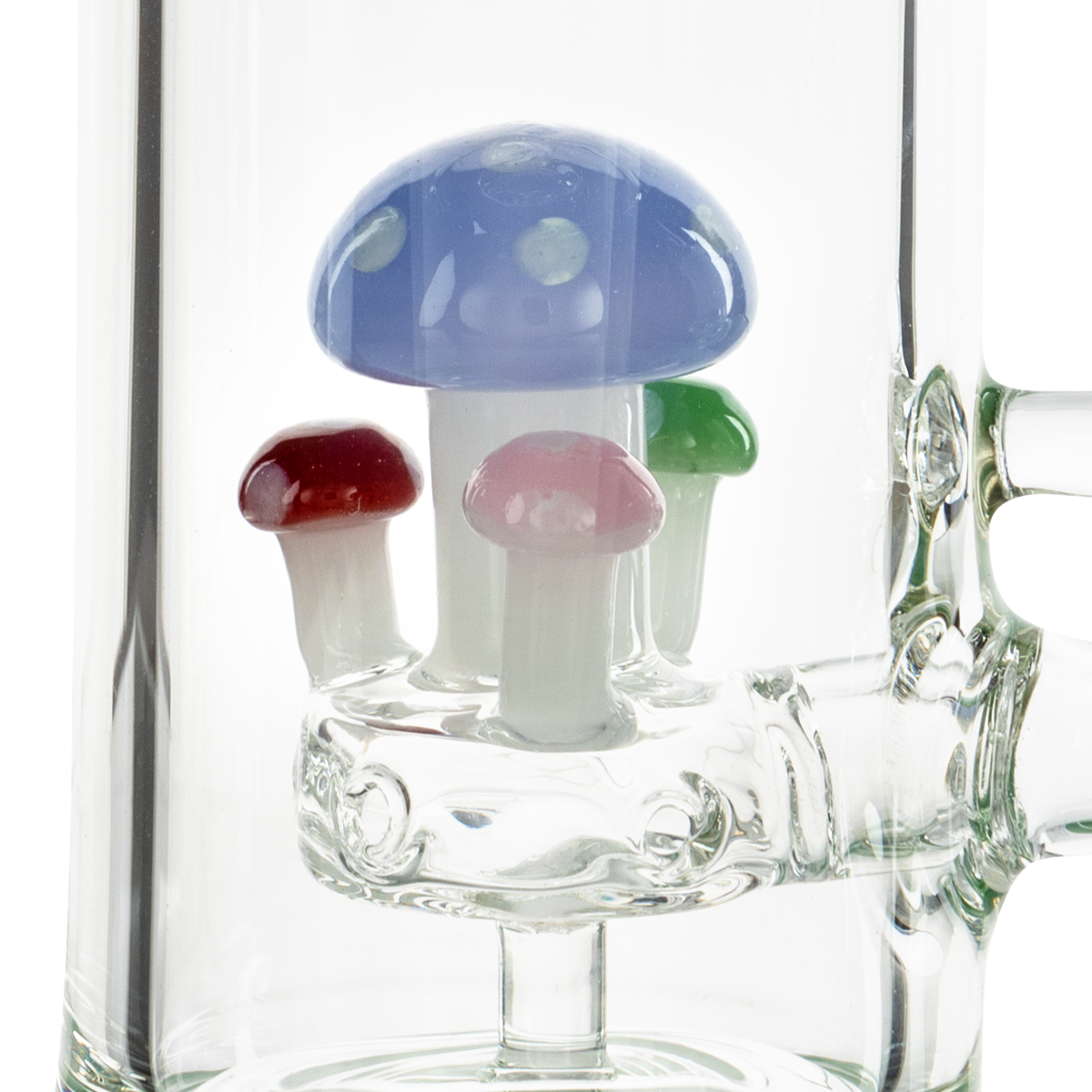 7" Dab Rig w/ Glass Mushrooms on Perc - Various Colors - High Life Goods - Jade Green - Milk Blue - Mushroom Percolator