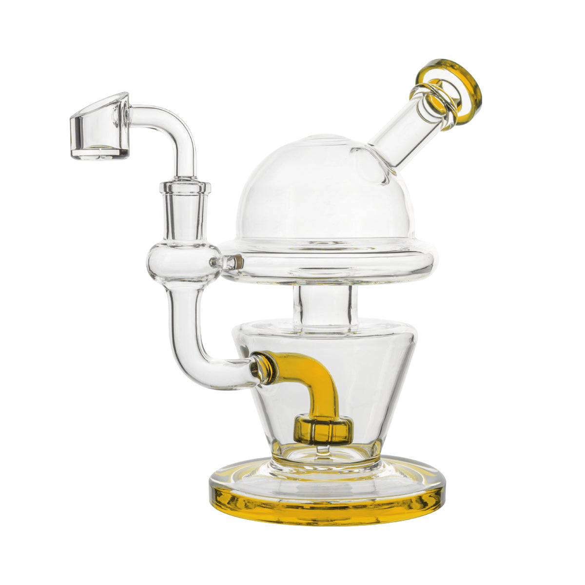 7" Dome Dab Rig w/ Showerhead Perc - Various Colors - High Life Goods - Gold