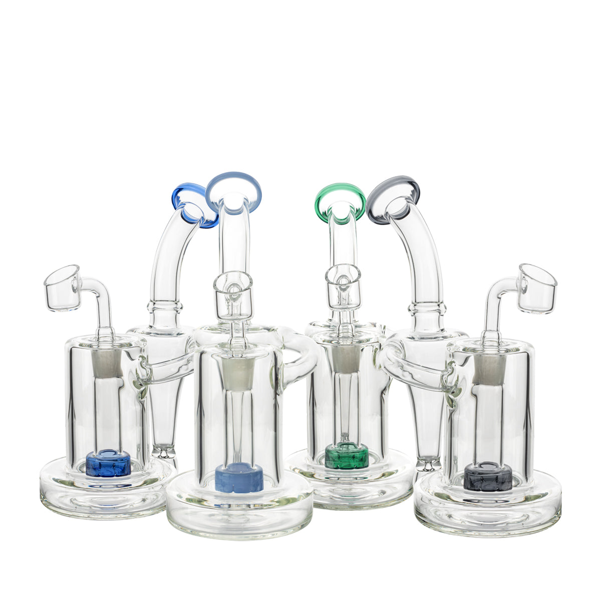 7.5" Color Trim Dab Rig w/ Color Showerhead Perc  - Assorted Colors - High Life Goods