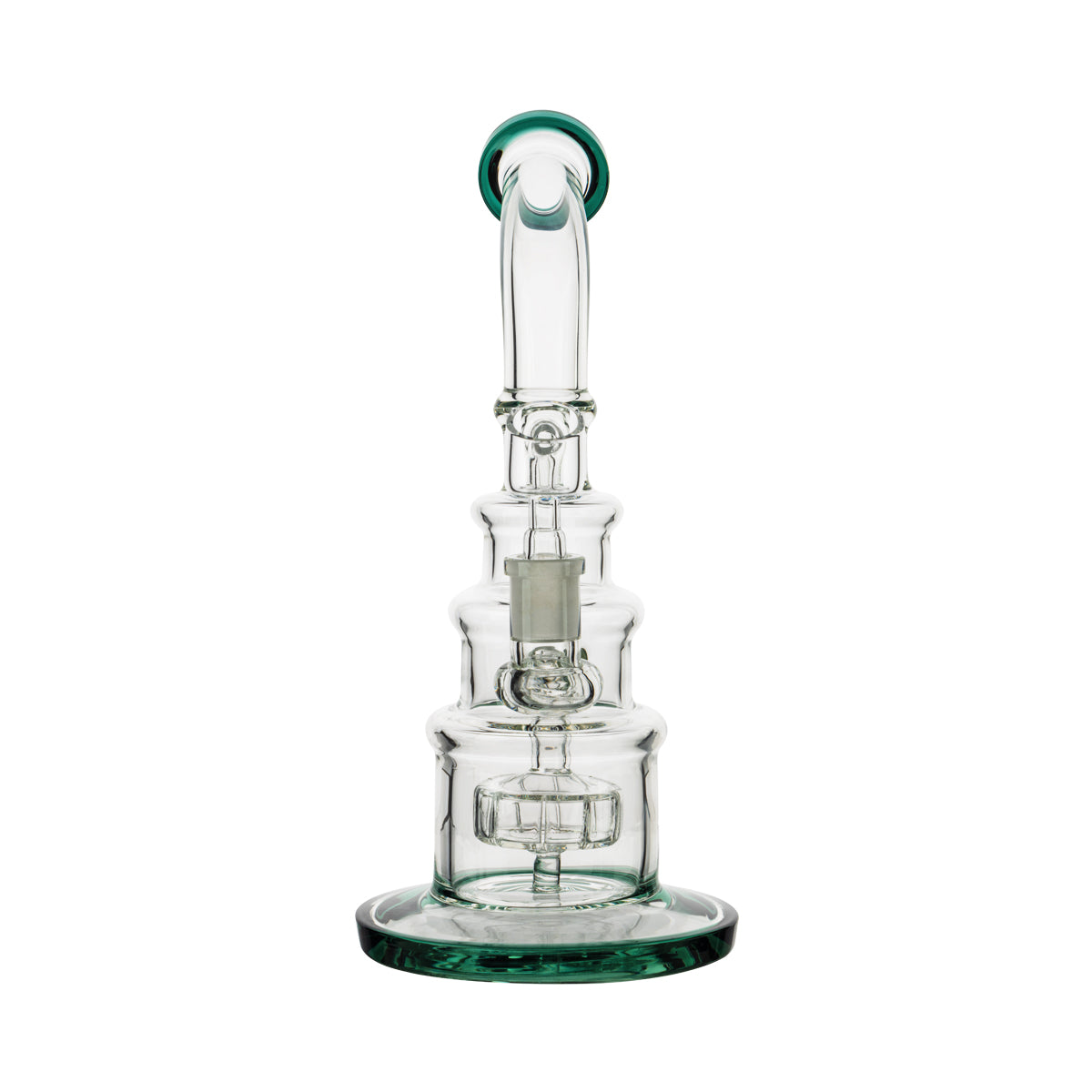 10" Color Trim Tiered Dab Rig w/ Showerhead Perc - Assorted Colors - High Life Goods