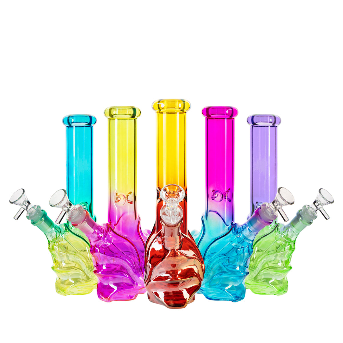 10" 4mm Wave Base Beaker Waterpipe - Assorted Colors - High Life Goods
