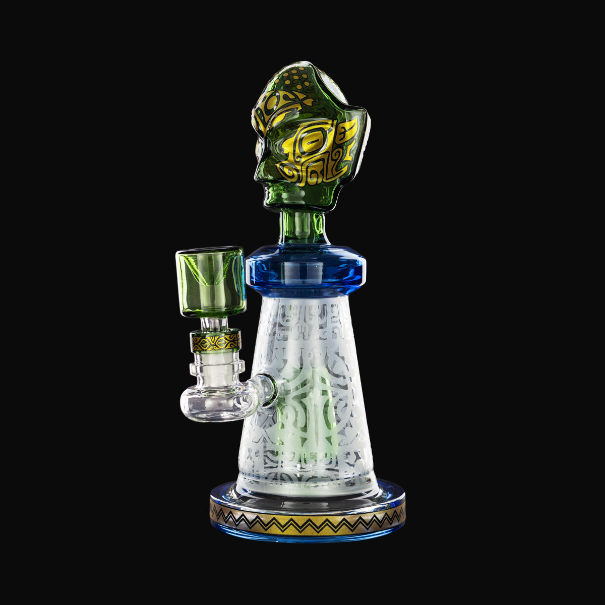 9" Tribal Etched Waterpipe - Various Colors - High Life Goods - Green