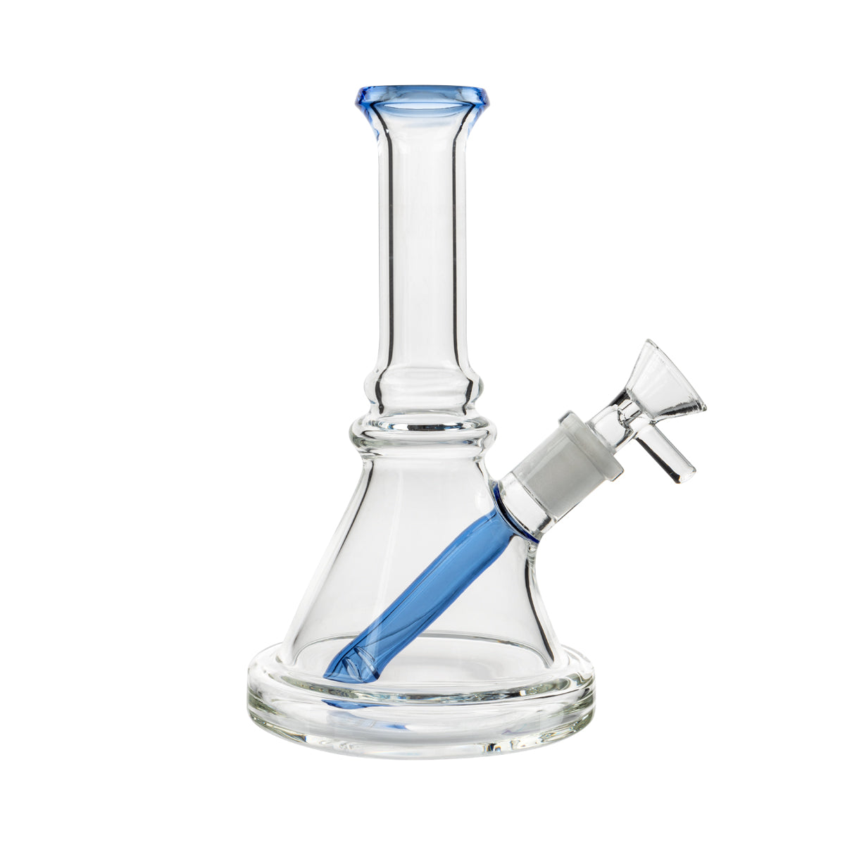 7" Color Trim Beaker Waterpipe w/ Color Downstem - Various Colors - High Life Goods - Blue