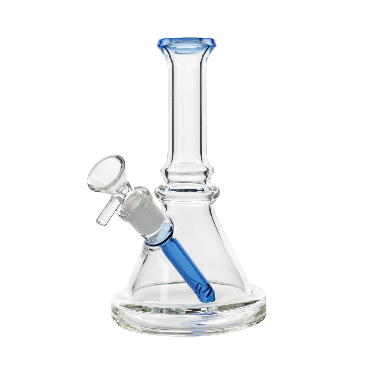 7" Color Trim Beaker Waterpipe w/ Color Downstem - Various Colors - High Life Goods - Blue