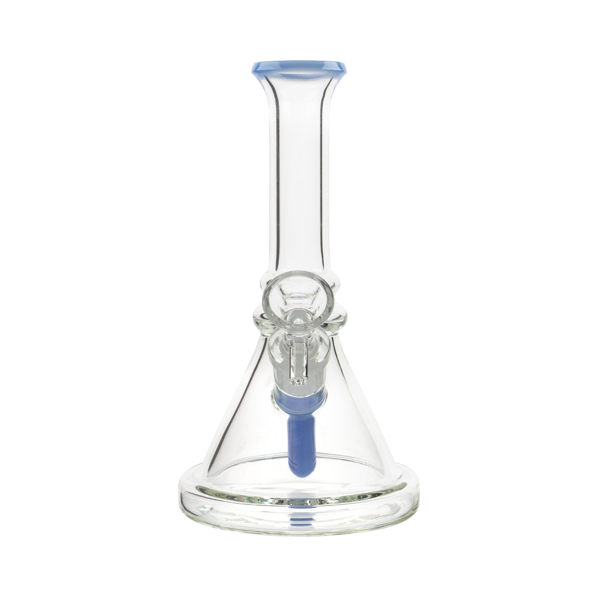 7" Color Trim Beaker Waterpipe w/ Color Downstem - Various Colors - High Life Goods - Milk Blue
