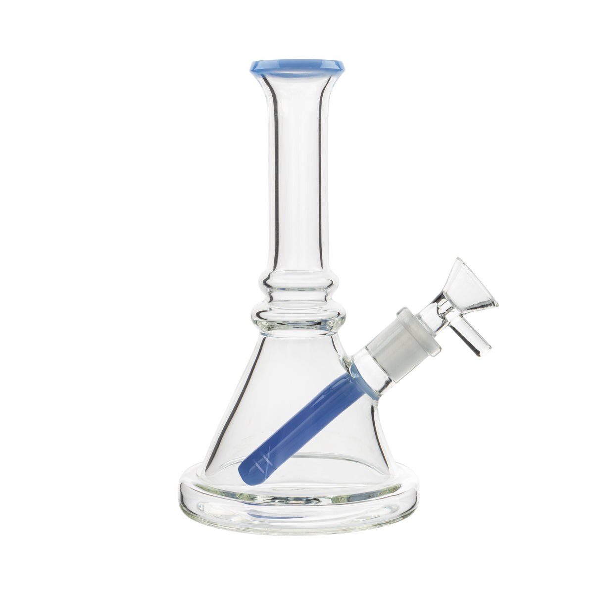 7" Color Trim Beaker Waterpipe w/ Color Downstem - Various Colors - High Life Goods - Milk Blue