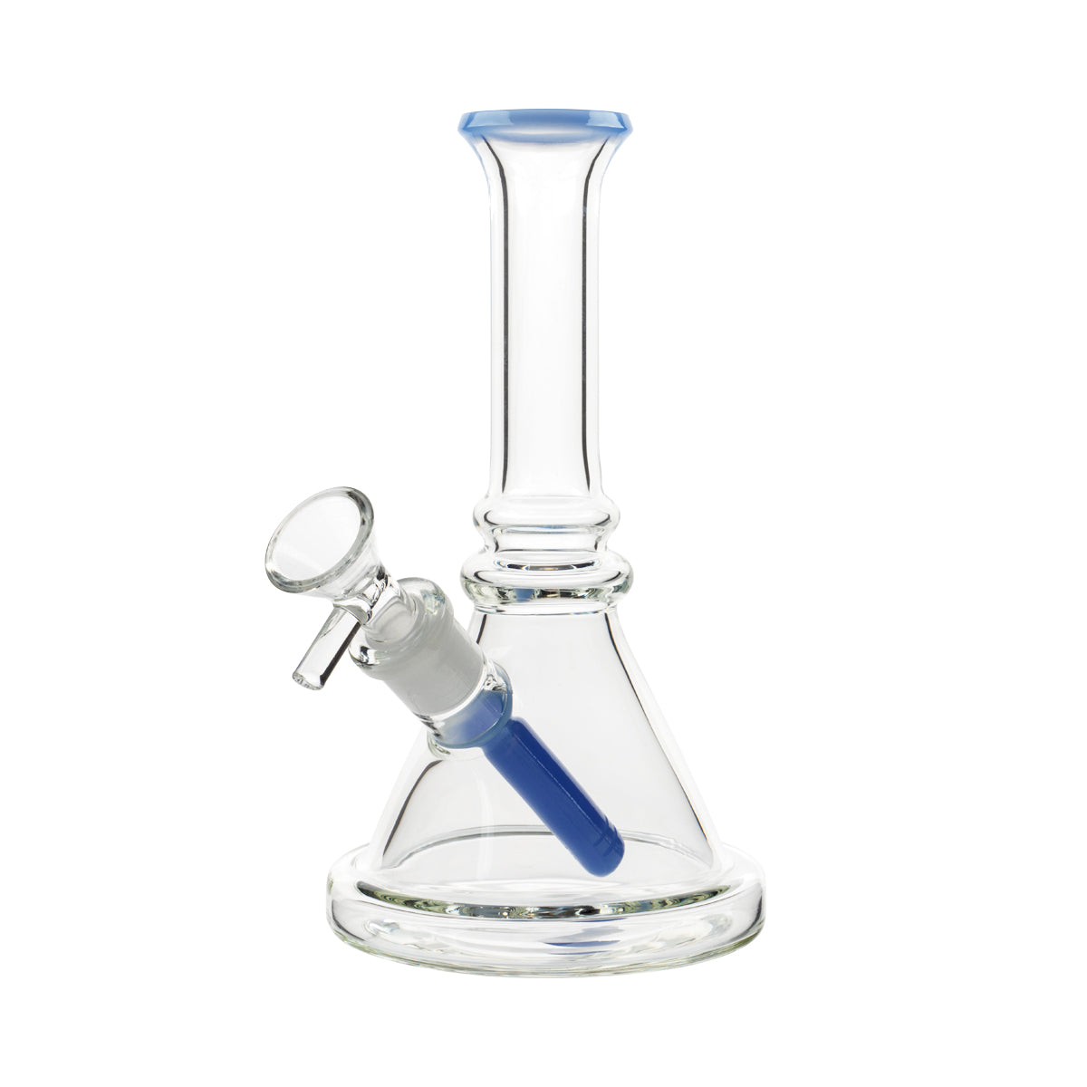7" Color Trim Beaker Waterpipe w/ Color Downstem - Various Colors - High Life Goods - Milk Blue