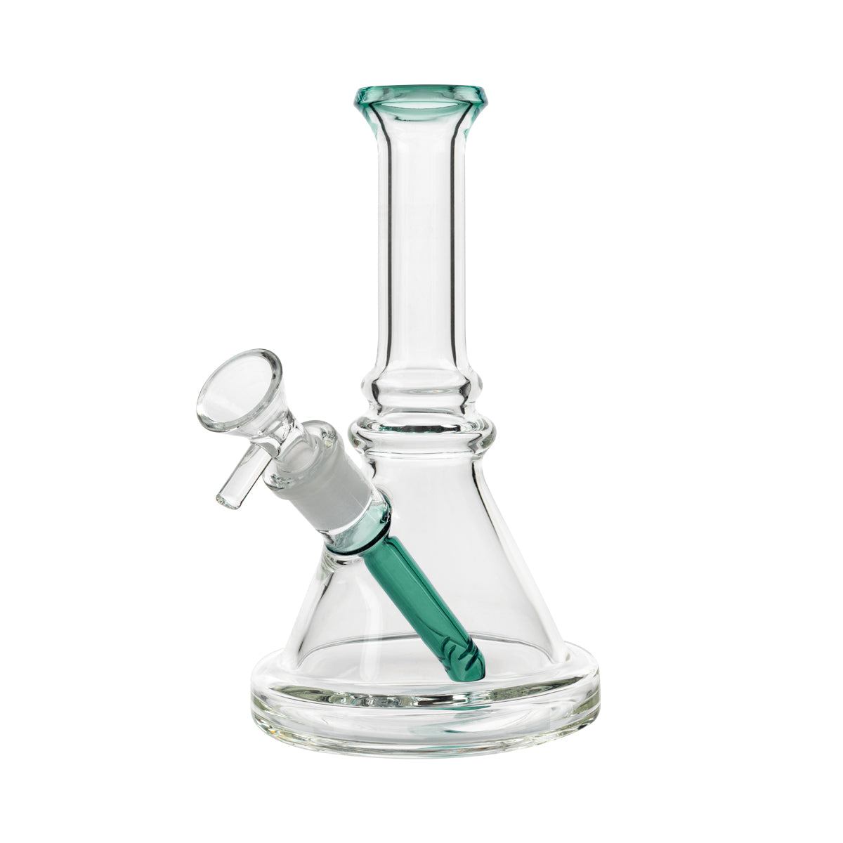 7" Color Trim Beaker Waterpipe w/ Color Downstem - Various Colors - High Life Goods - Green
