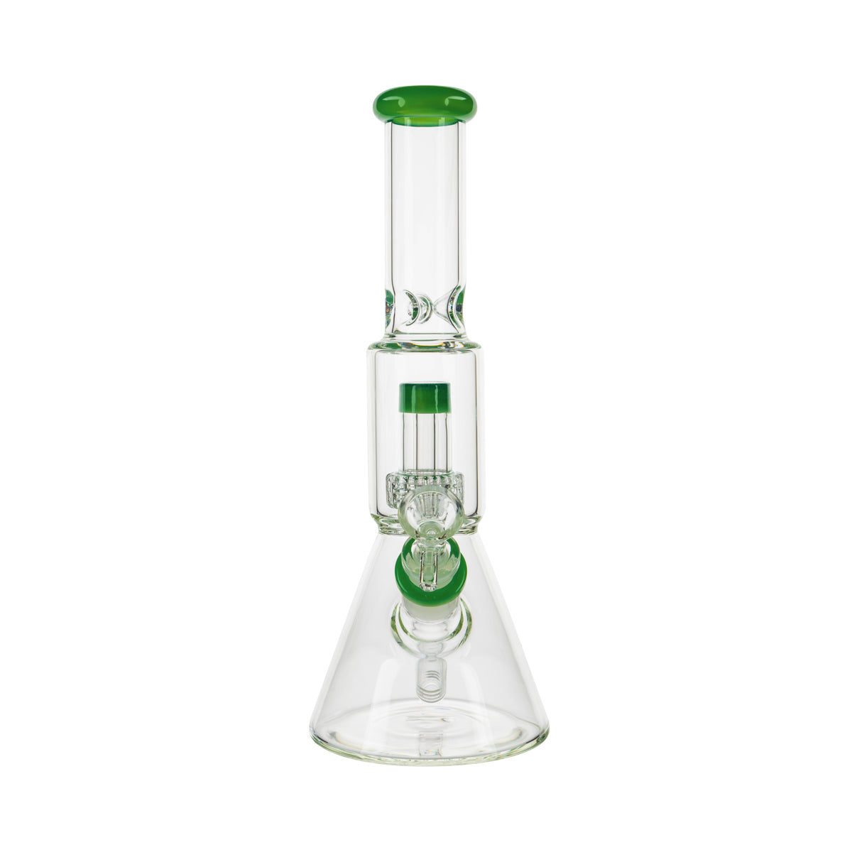 12" Color Trim Beaker Waterpipe w/ Percolator Chamber - Various Colors - High Life Goods - Green